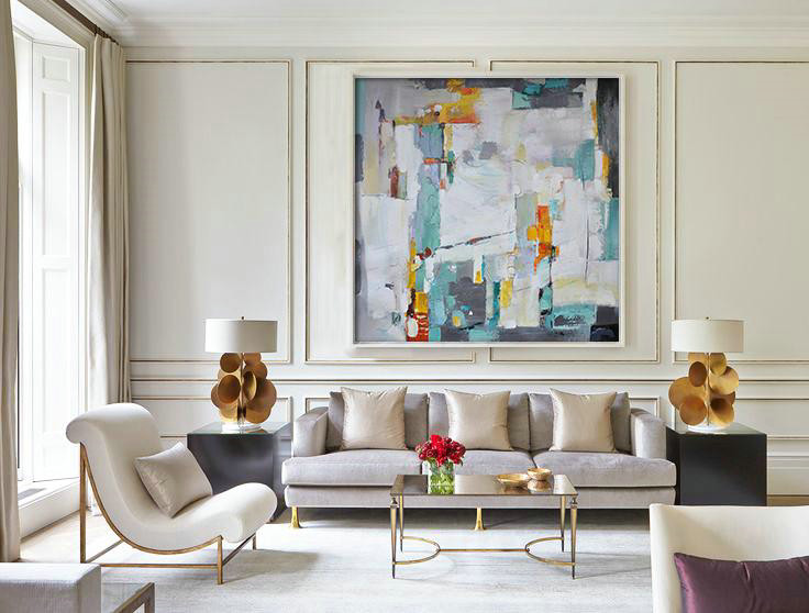 Large Contemporary Art Acrylic Painting,Oversized Contemporary Art,Original Art For Sale By Artist,Green,Blue,Yellow,Violet Ash.etc